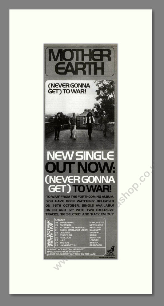 Mother Earth - Never Gonna Get To War. Vintage Advert 1995 (ref AD201965)