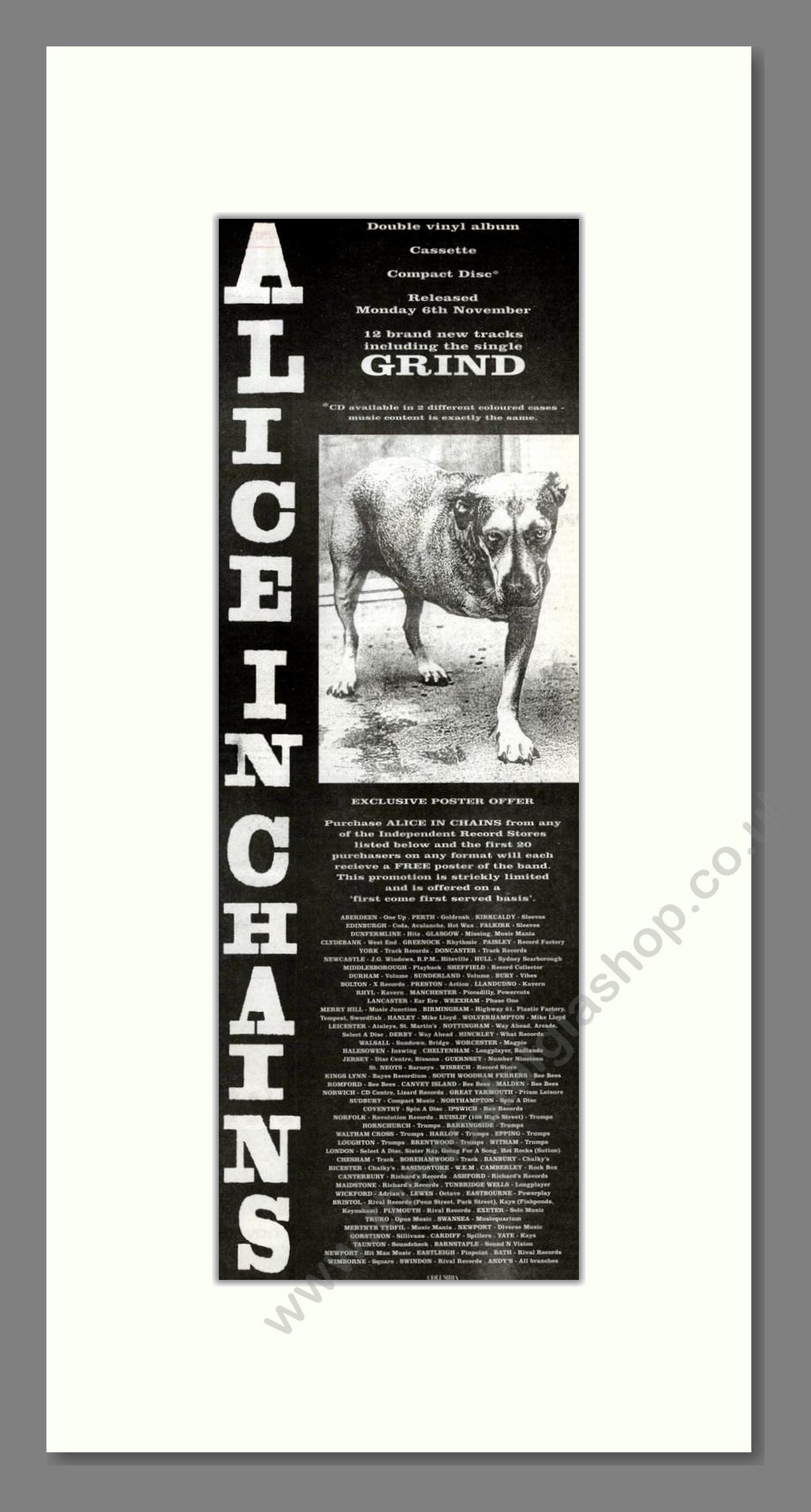 Alice In Chains - Grind. Vintage Advert 1995 (ref AD201969)