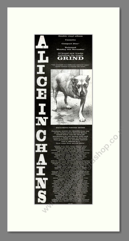 Alice In Chains - Grind. Vintage Advert 1995 (ref AD201969)