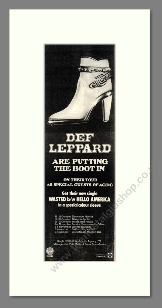 Def Leppard - UK Tour. Vintage Advert 1979 (ref AD201972)