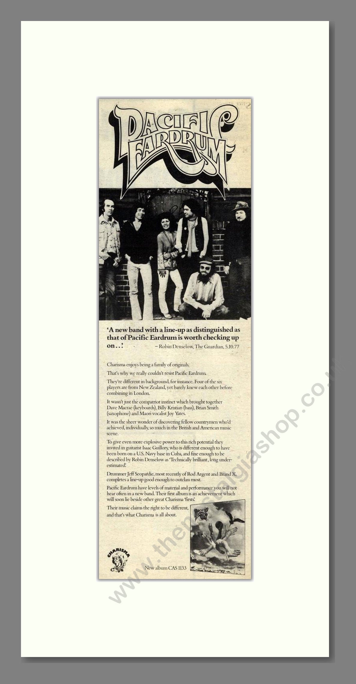 Pacific Eardrum - New Album. Vintage Advert 1977 (ref AD201978)