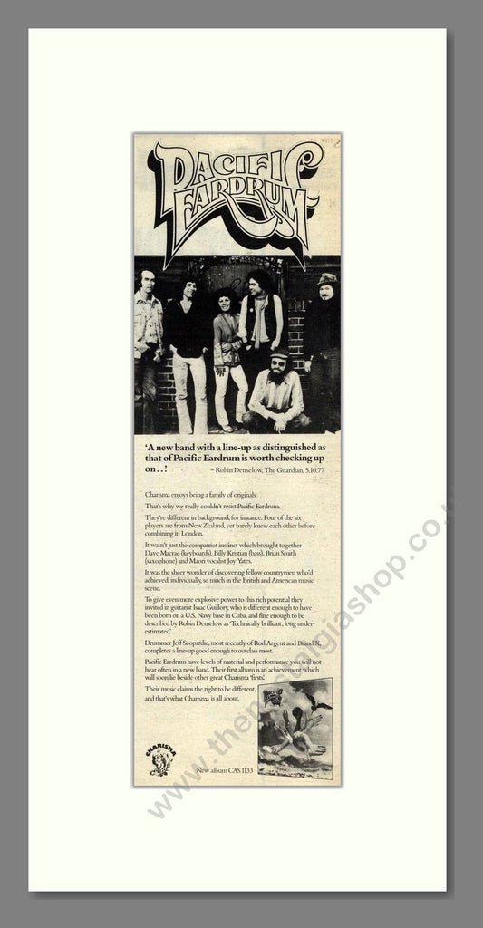 Pacific Eardrum - New Album. Vintage Advert 1977 (ref AD201978)