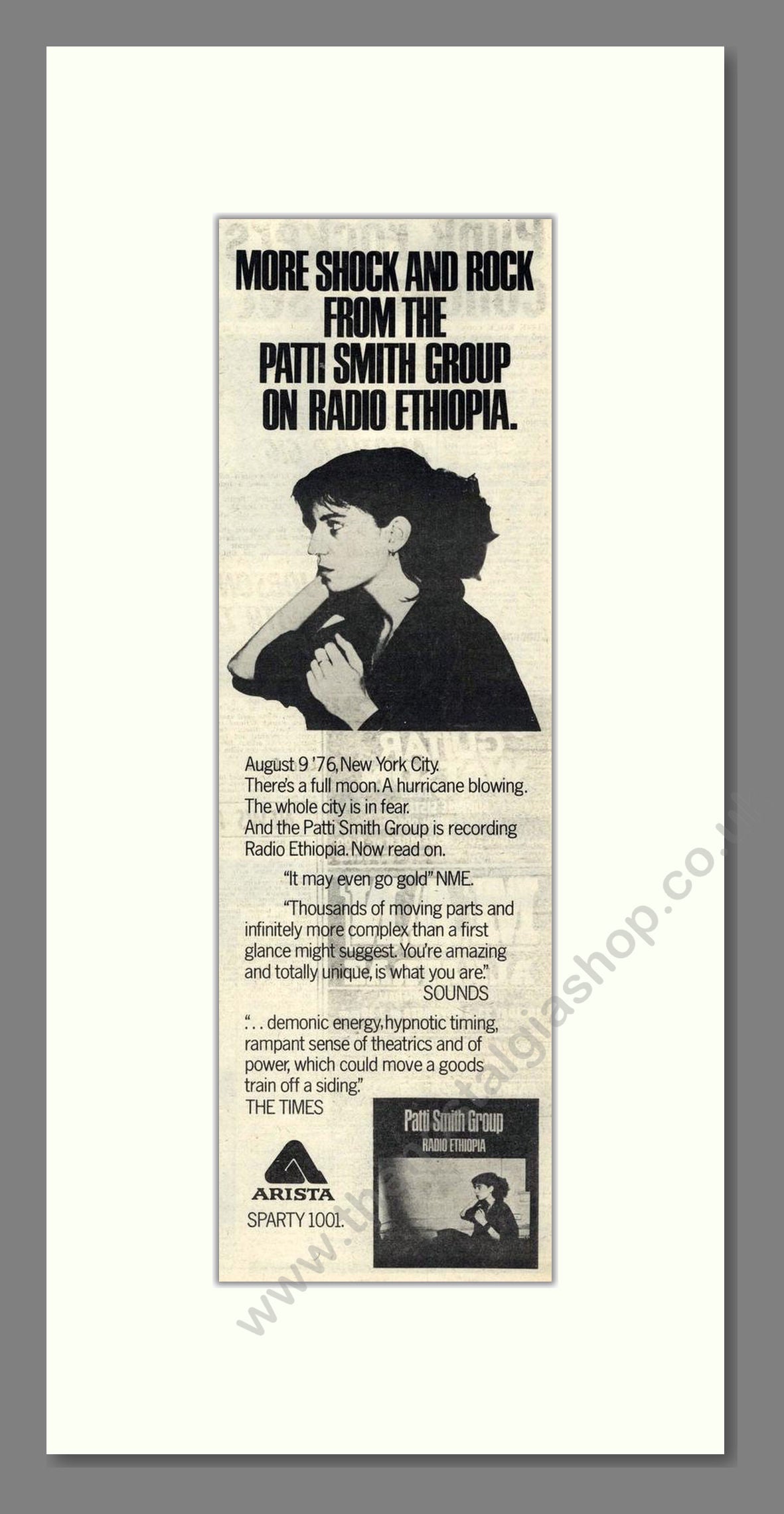 Patti Smith Group - Radio Ethiopia. Vintage Advert 1976 (ref AD201983)