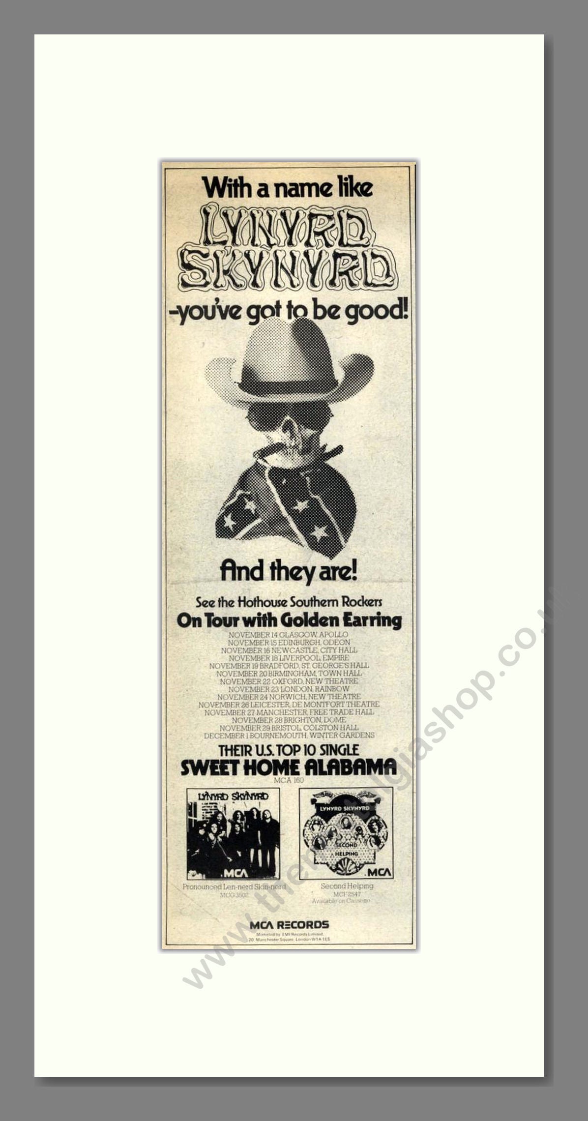 Lynyrd Skynyrd - UK Tour. Vintage Advert 1974 (ref AD201987)