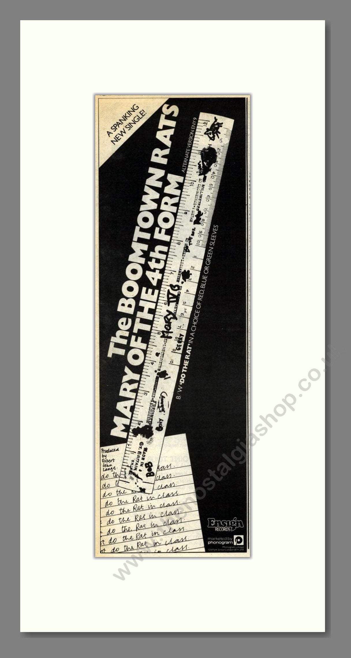 Boomtown Rats (The) - Mary Of The 4th Form. Vintage Advert 1977 (ref AD201989)