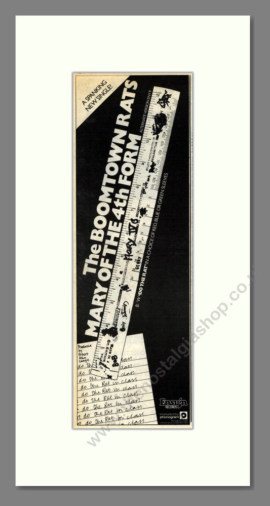 Boomtown Rats (The) - Mary Of The 4th Form. Vintage Advert 1977 (ref AD201989)