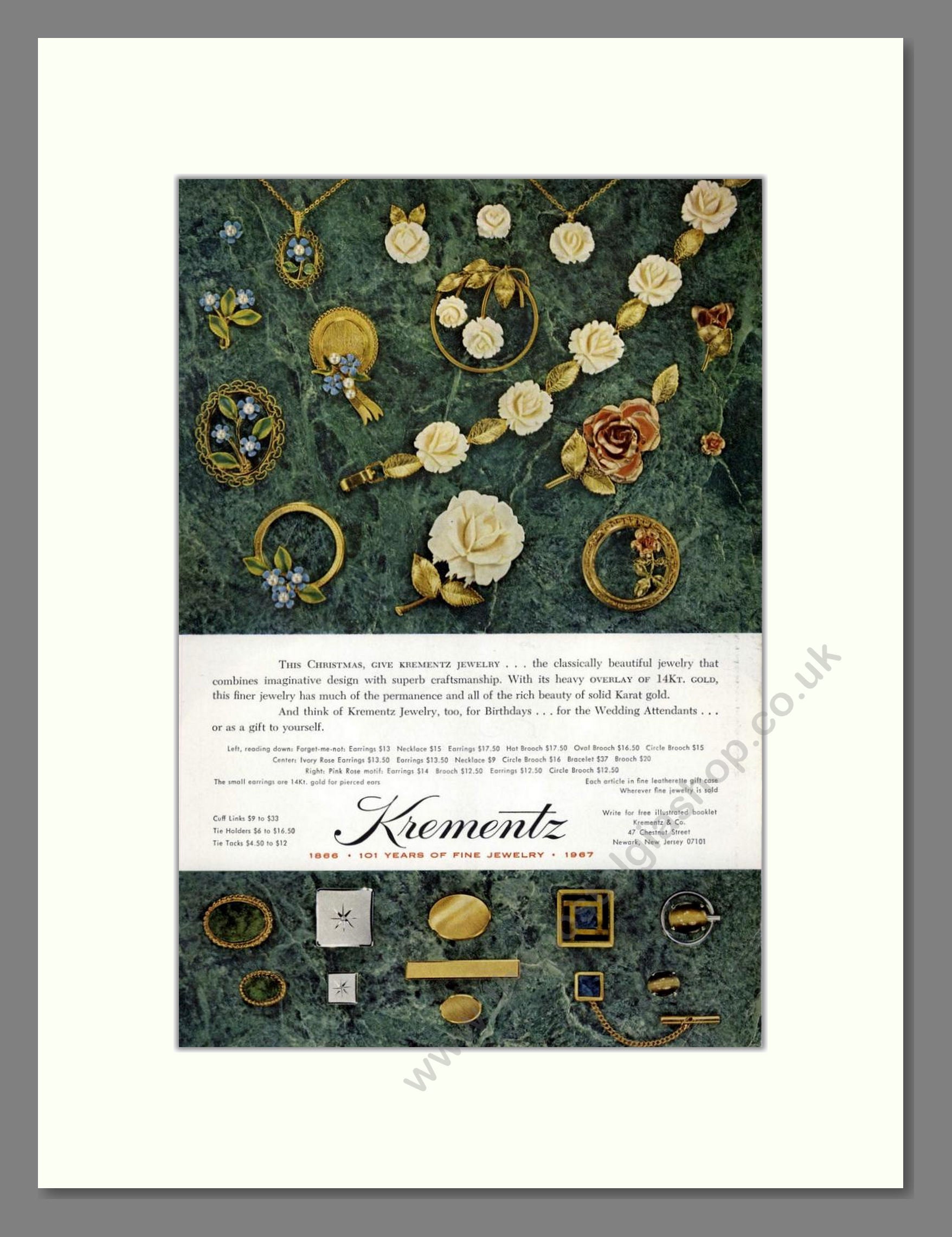 Krementz - Christmas Jewellery Gifts. Vintage Advert 1967 (ref AD67993)
