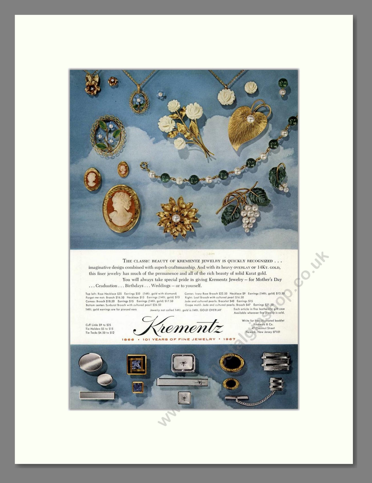 Krementz - Classic Beauty. Vintage Advert 1967 (ref AD67997)
