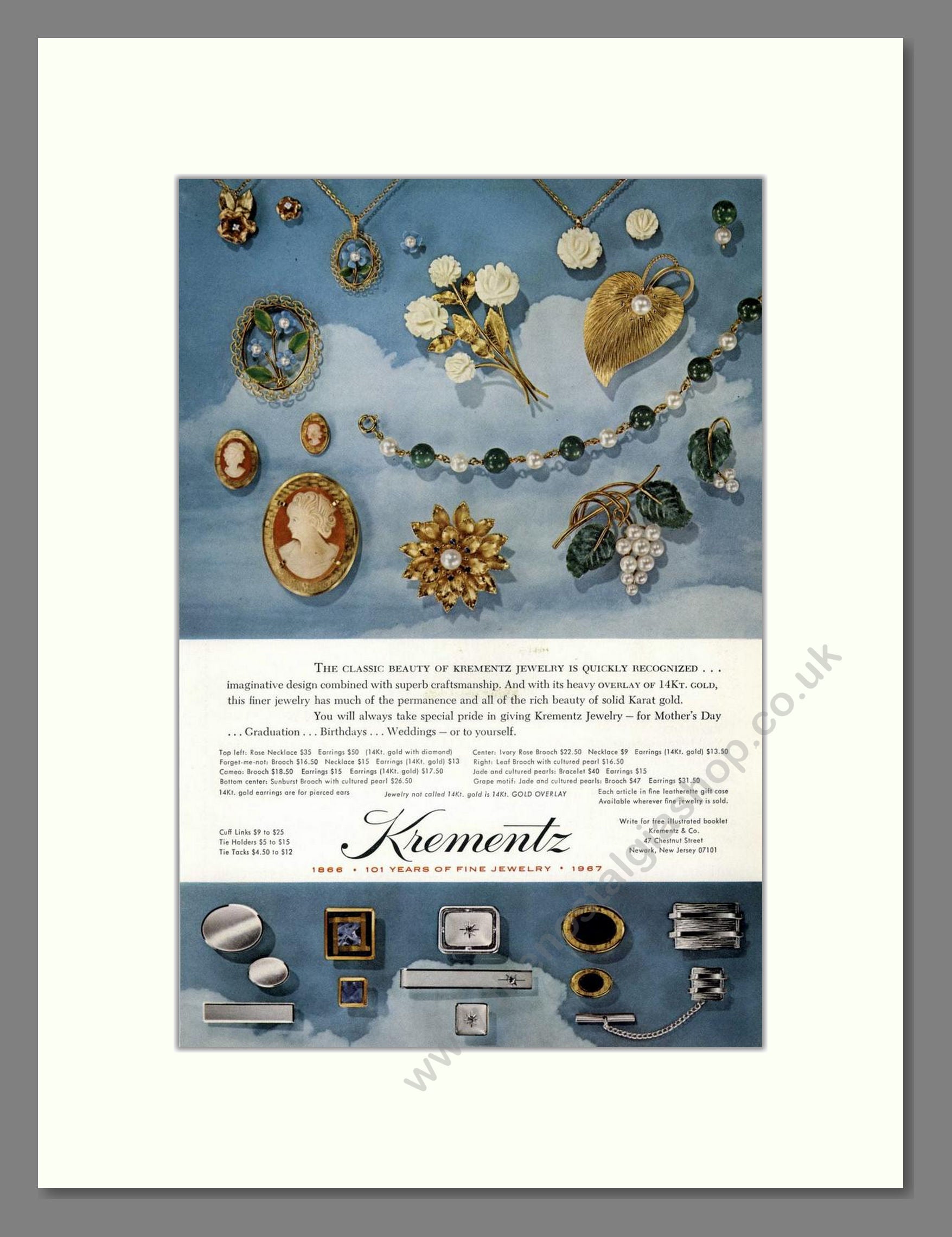 Krementz - Classic Beauty. Vintage Advert 1967 (ref AD67997)