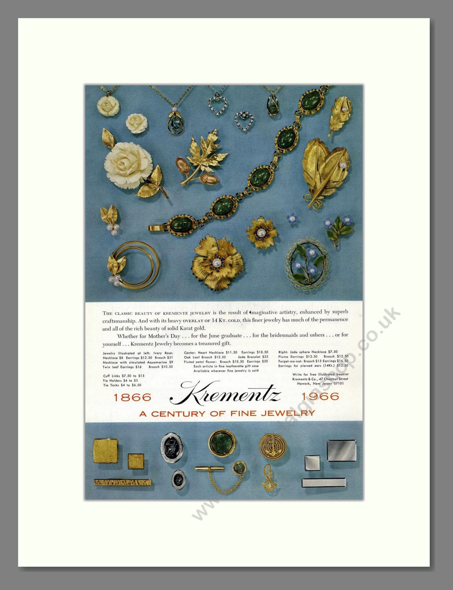Krementz - Classic Beauty. Vintage Advert 1966 (ref AD67998)
