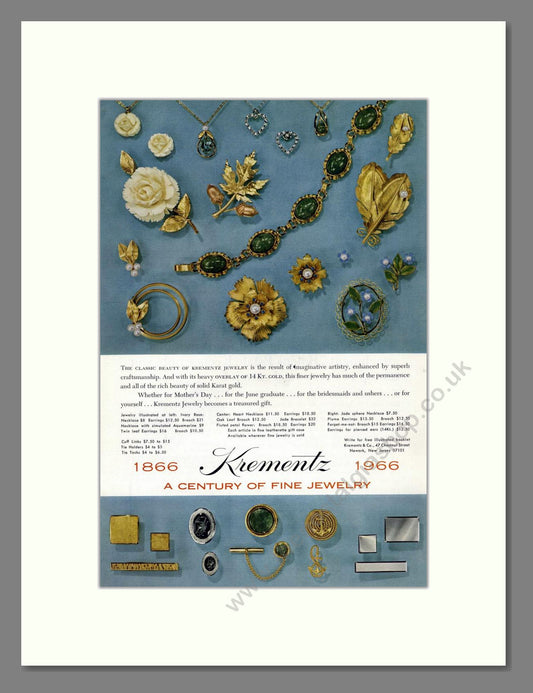 Krementz - Classic Beauty. Vintage Advert 1966 (ref AD67998)