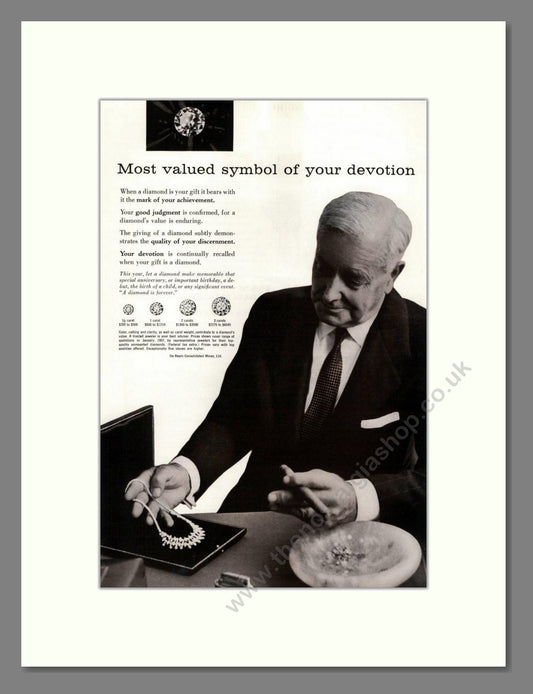 DeBeers - Diamonds. Vintage Advert 1957 (ref AD68002)