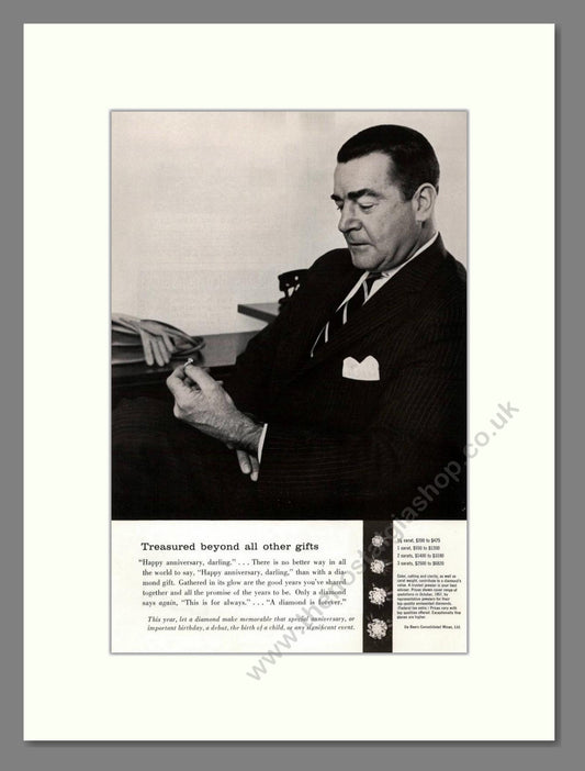 DeBeers - Diamonds. Vintage Advert 1958 (ref AD68008)
