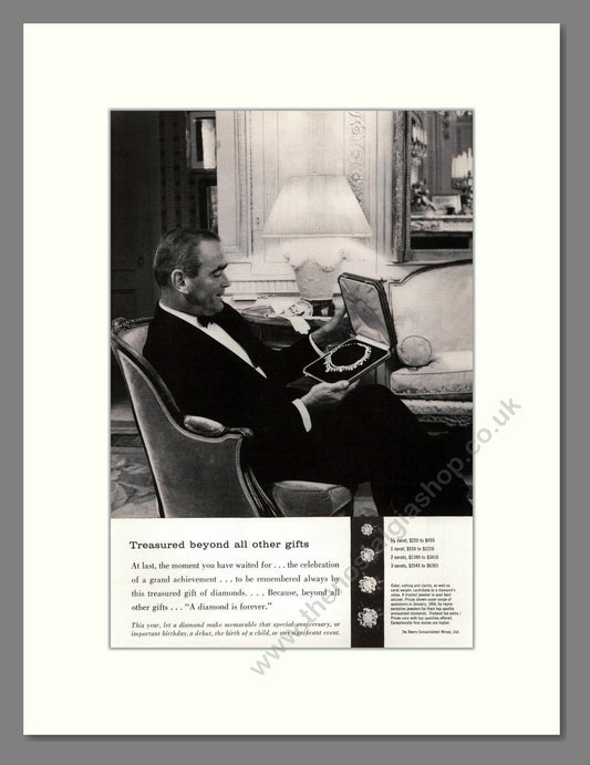 DeBeers - Diamonds. Vintage Advert 1958 (ref AD68010)