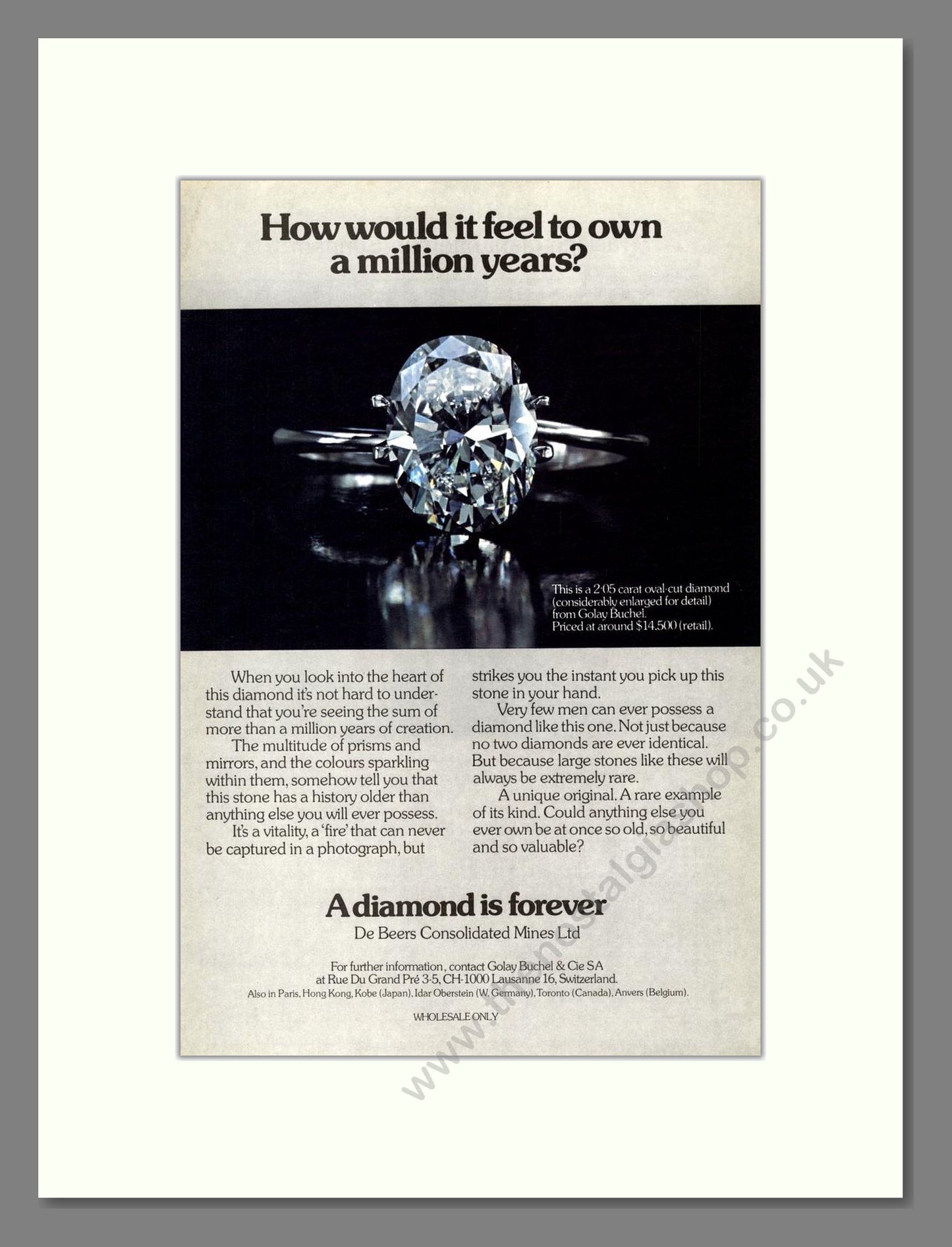 DeBeers - Diamonds. Vintage Advert 1978 (ref AD68011)