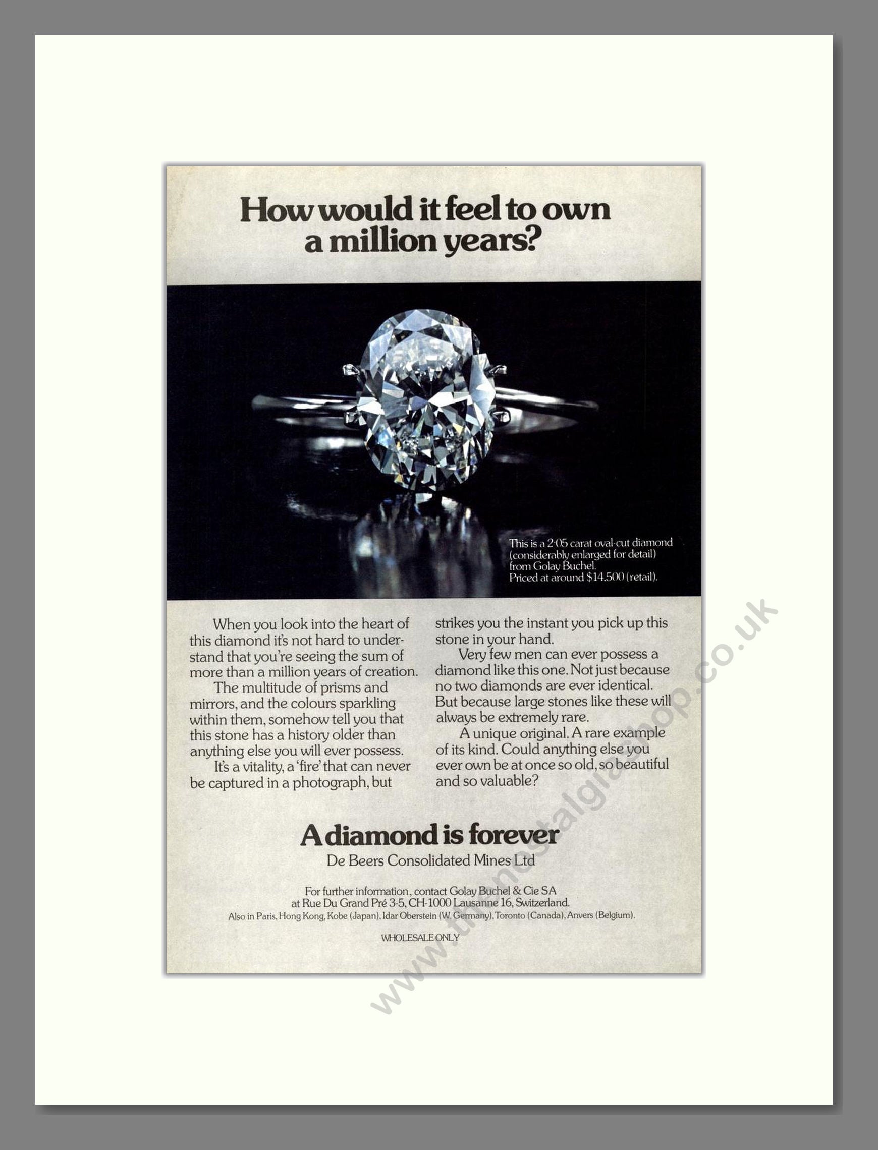 DeBeers - Diamonds. Vintage Advert 1978 (ref AD68011)