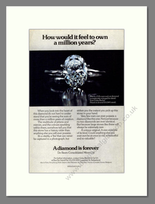 DeBeers - Diamonds. Vintage Advert 1978 (ref AD68011)