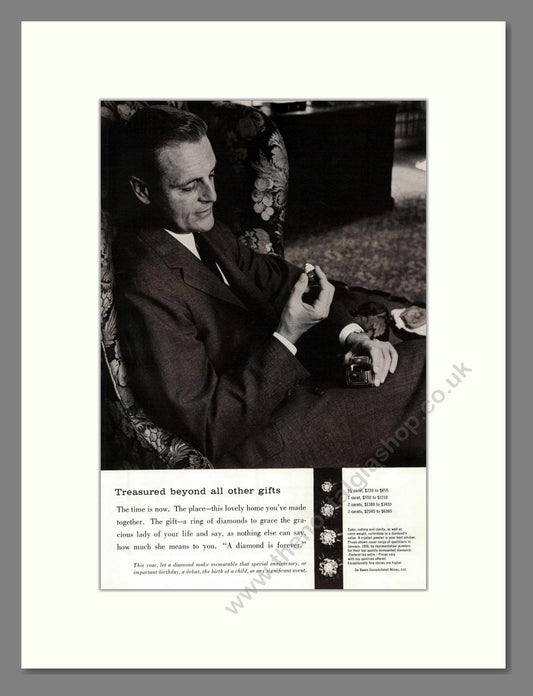 DeBeers - Diamonds. Vintage Advert 1958 (ref AD68018)