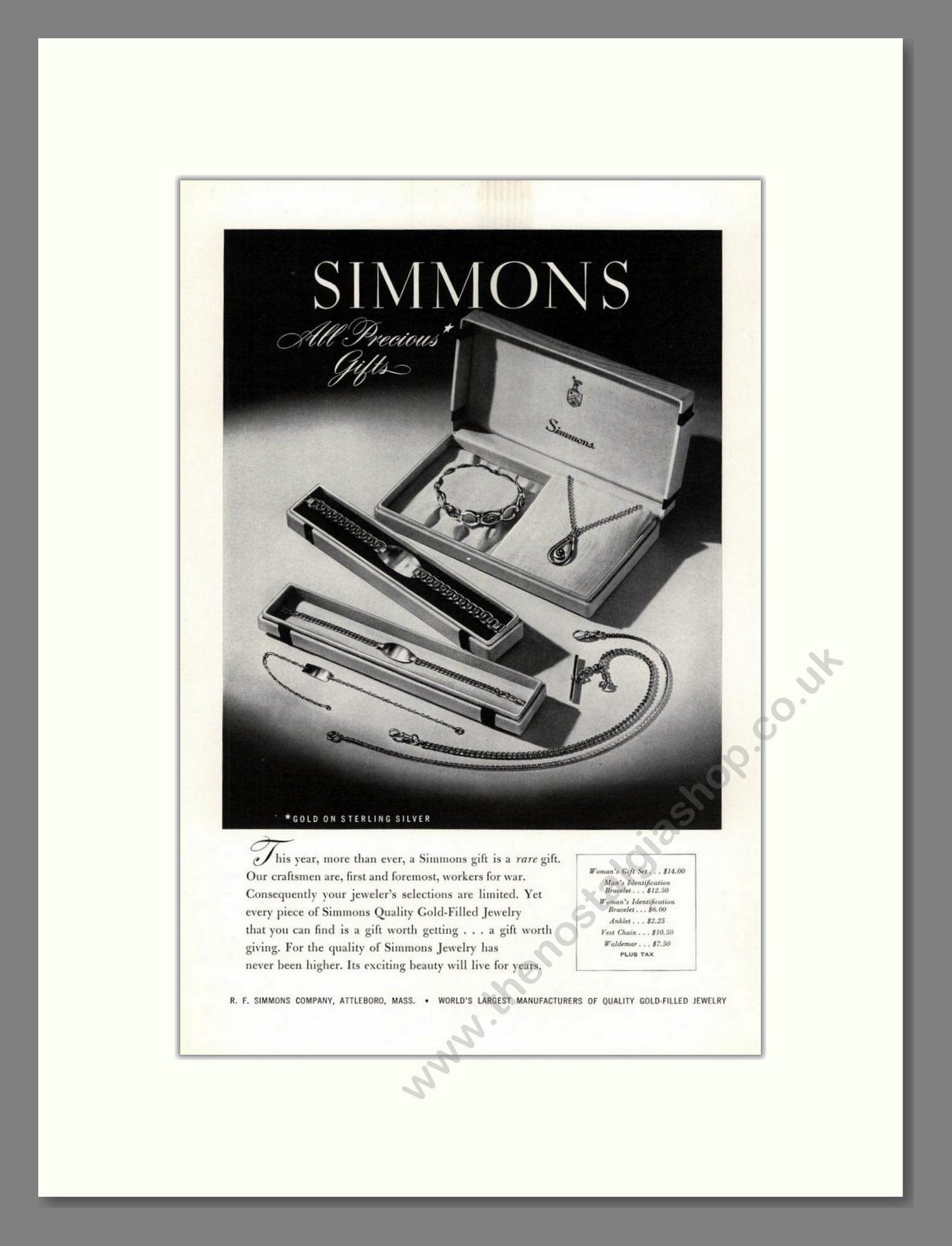 Simmons - All Precious Gifts. Vintage Advert 1944 (ref AD68020)
