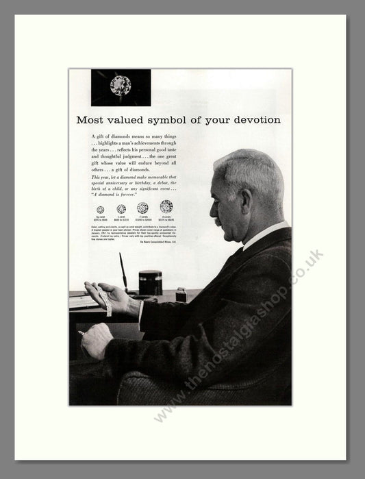 DeBeers - Diamonds. Vintage Advert 1957 (ref AD68022)