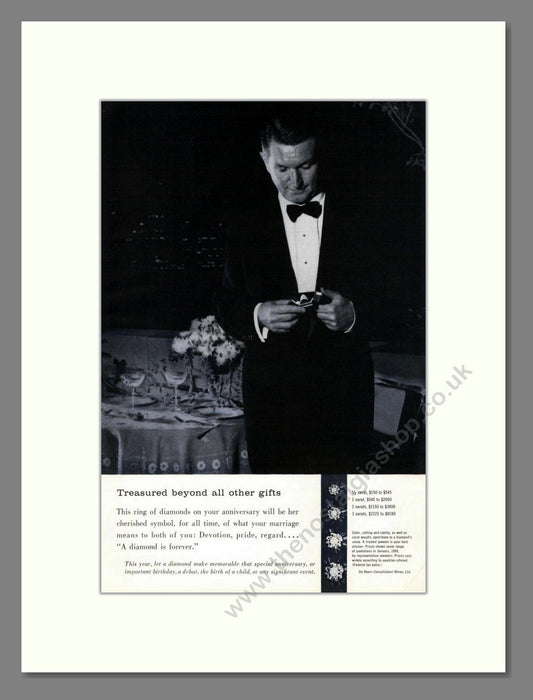 DeBeers - Diamonds. Vintage Advert 1959 (ref AD68024)