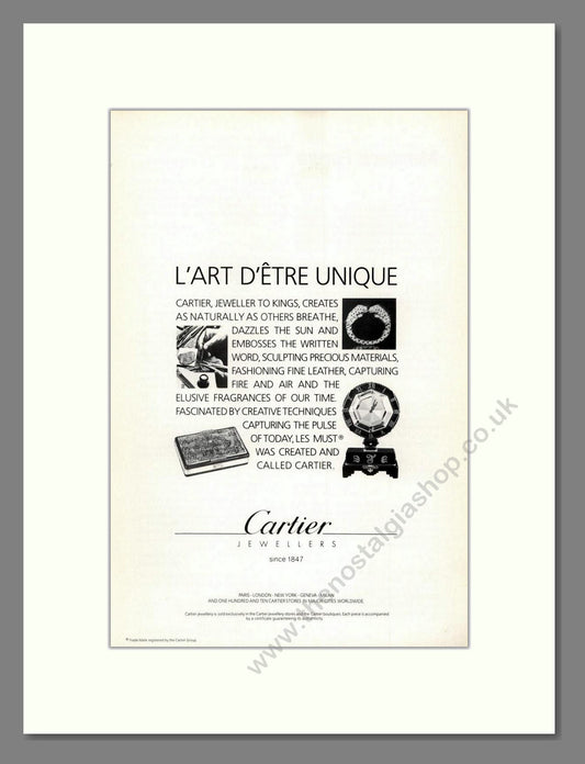Cartier - L'Arte D'Etre Unique. Vintage Advert 1986 (ref AD68027)