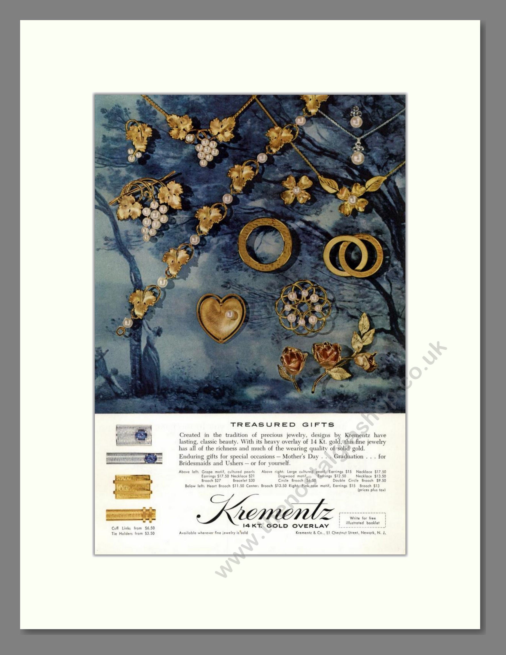 Krementz - Treasured Gifts. Vintage Advert 1961 (ref AD68033)