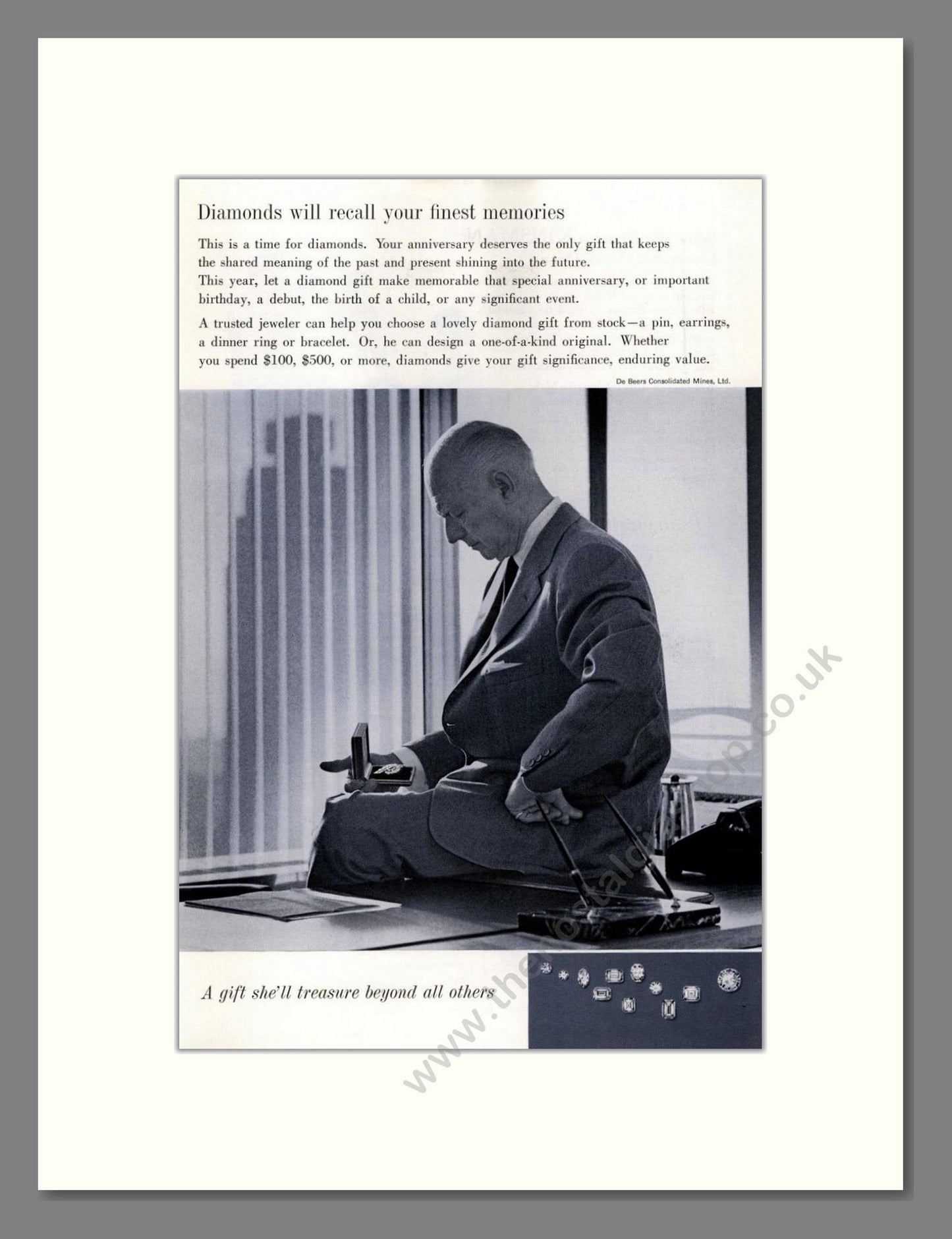 DeBeers - Diamonds. Vintage Advert 1961 (ref AD68036)