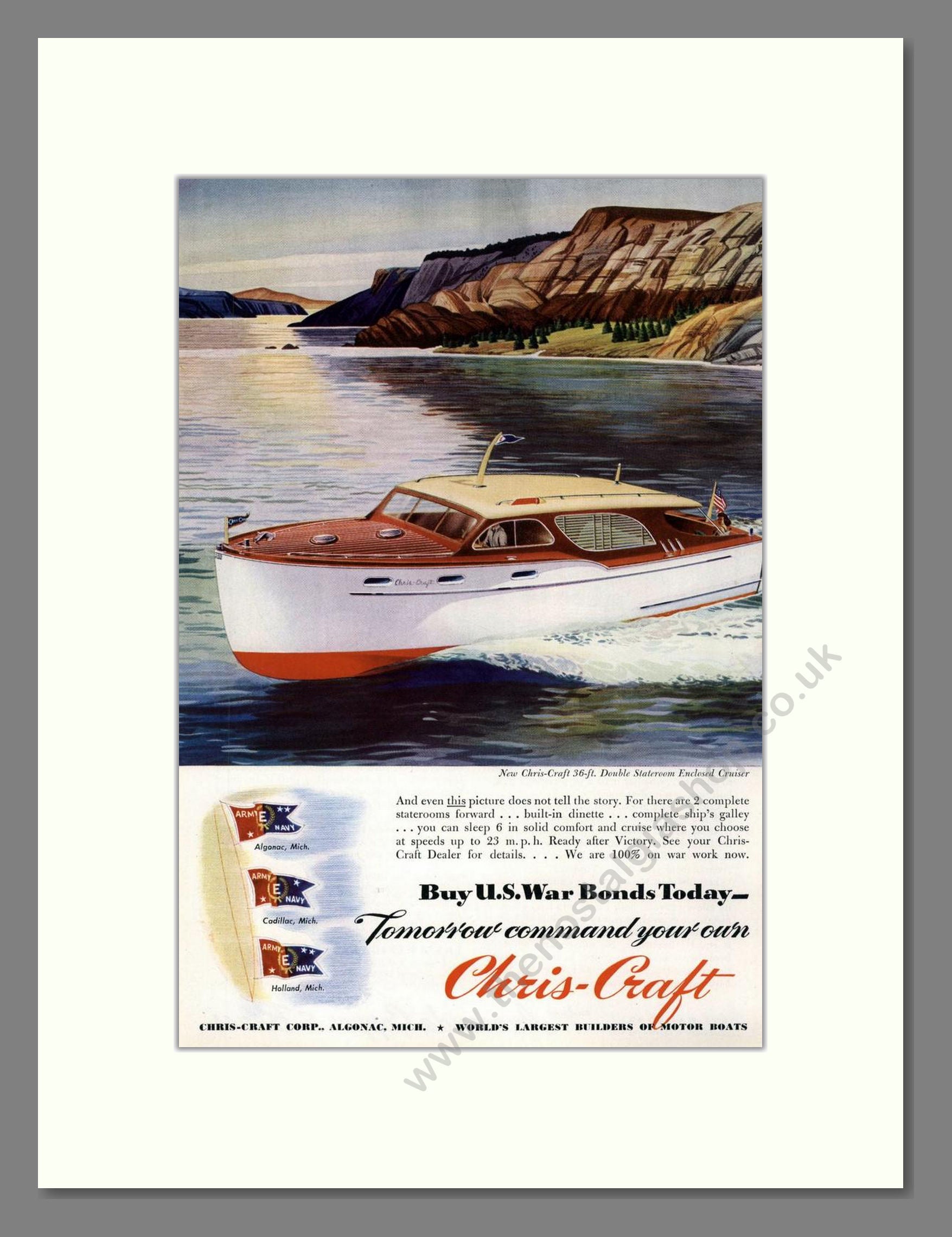 Chris-Craft - US War Bonds. Vintage Advert 1945 (ref AD68045)