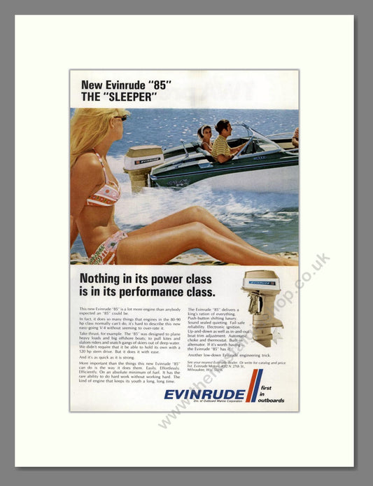 Evinrude - 85 Outboard Motor. Vintage Advert 1969 (ref AD68048)