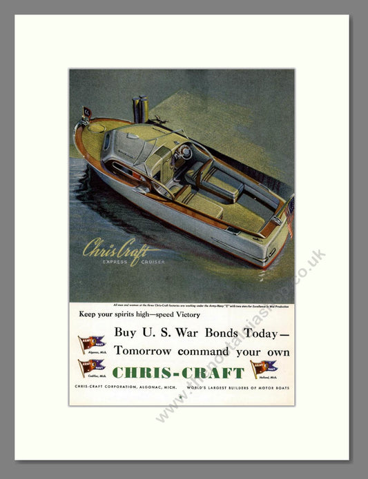 Chris-Craft - US War Bonds. Vintage Advert 1944 (ref AD68051)