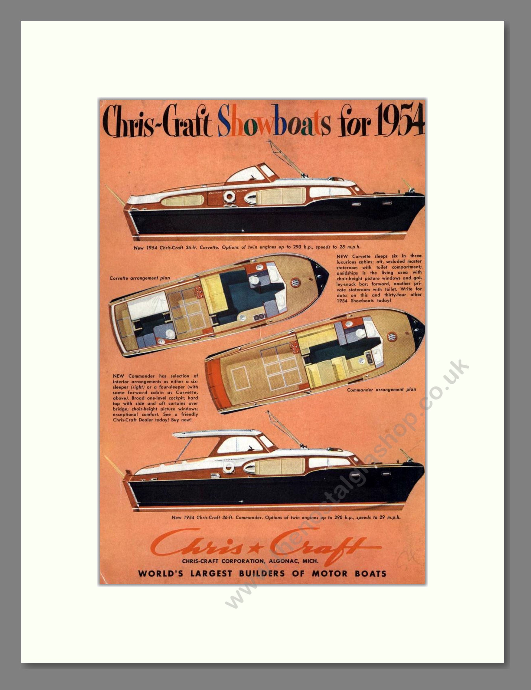 Chris-Craft - Showboats. Vintage Advert 1954 (ref AD68052)