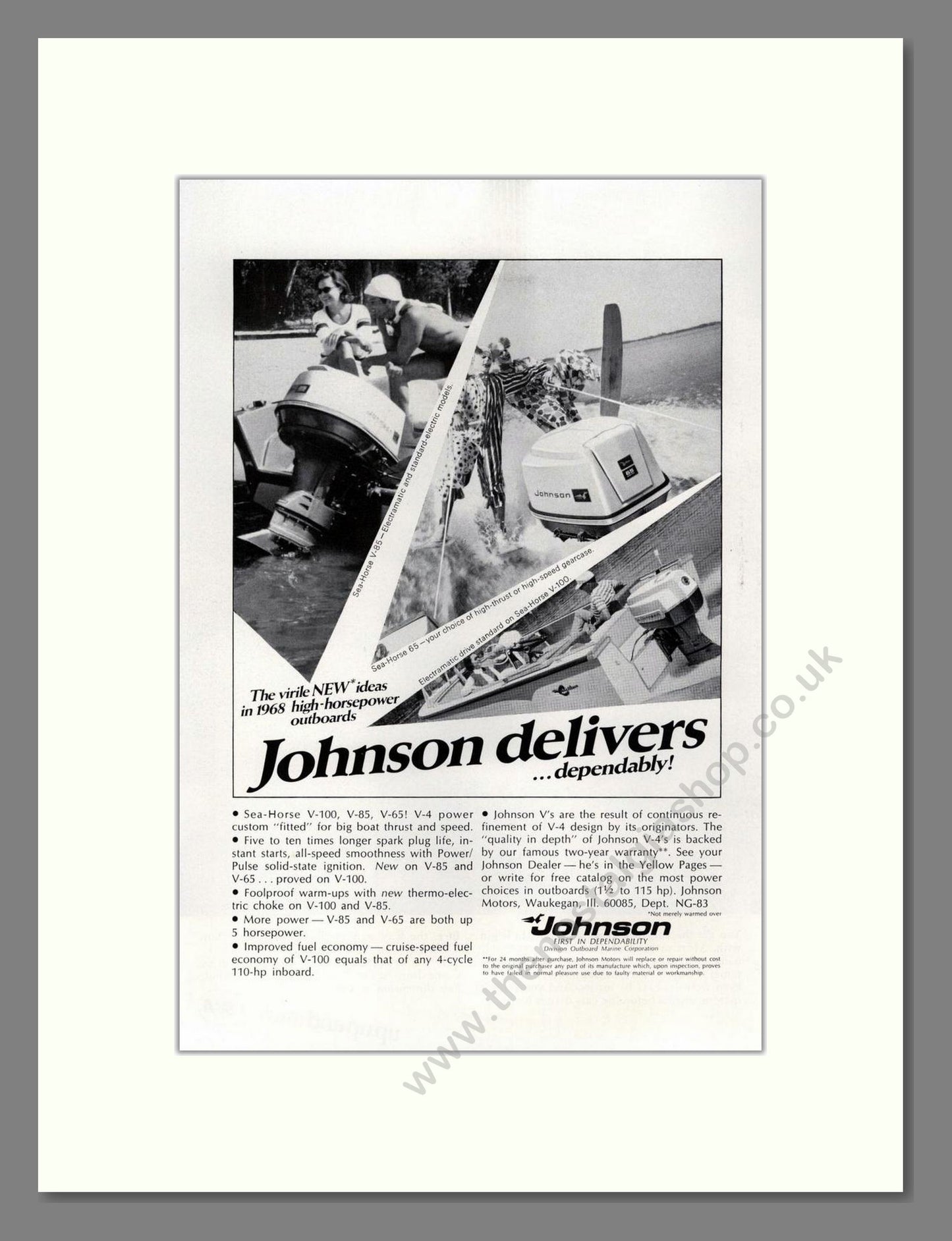 Johnson - Sea Horse Outboard Motor. Vintage Advert 1968 (ref AD68062)
