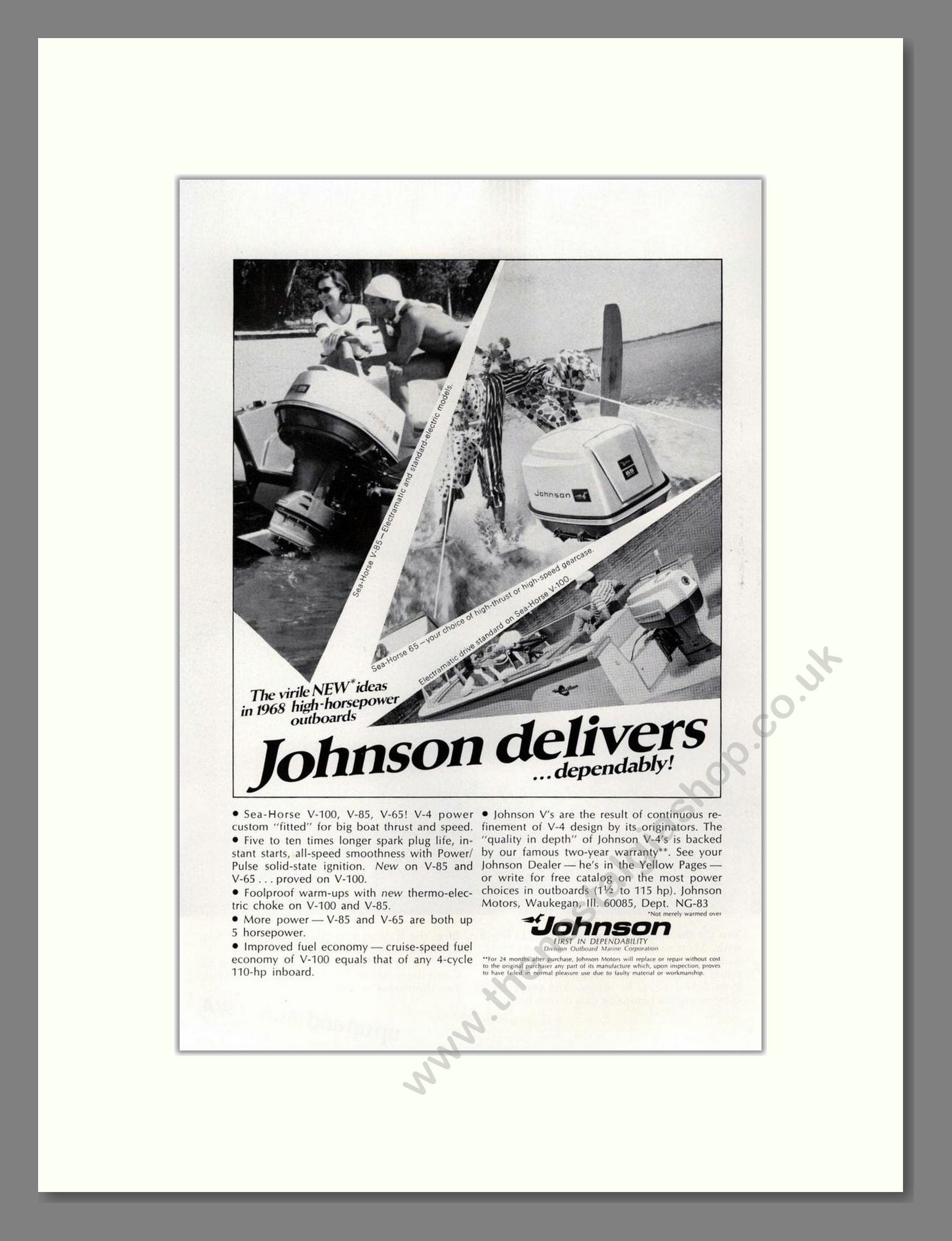 Johnson - Sea Horse Outboard Motor. Vintage Advert 1968 (ref AD68062)