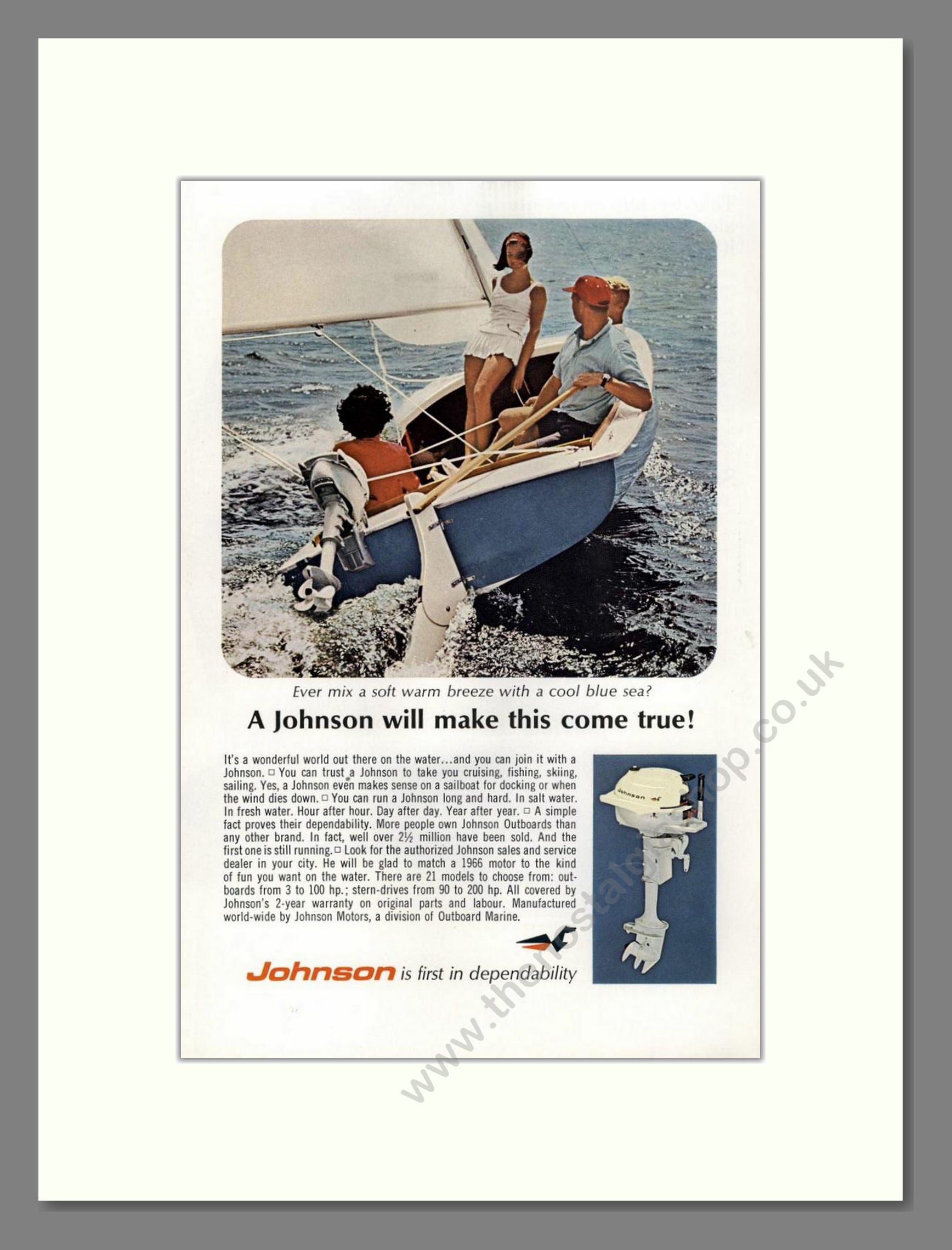 Johnson - Outboard Motor. Vintage Advert 1966 (ref AD68067)