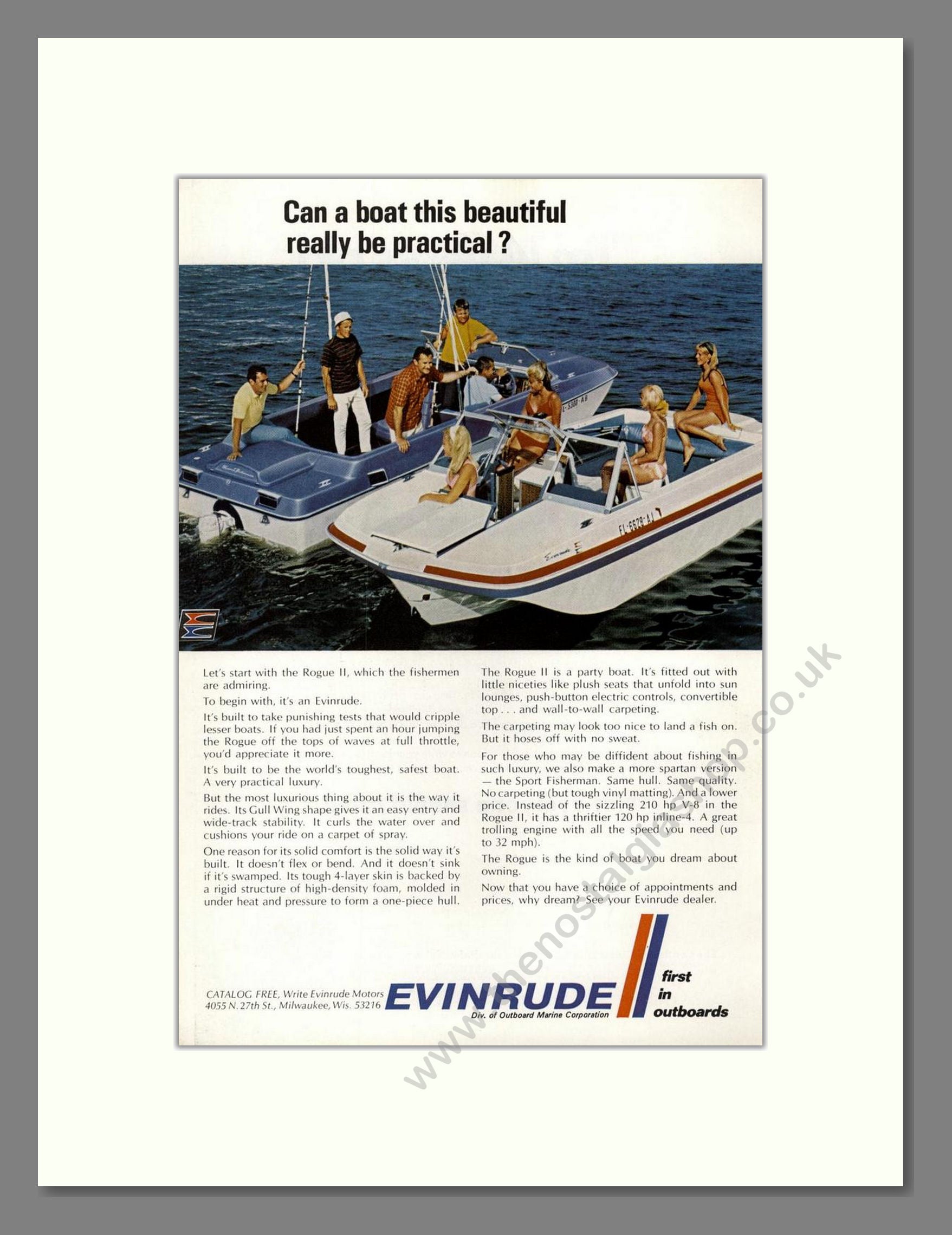 Evinrude - Outboard Motor. Vintage Advert 1969 (ref AD68068)