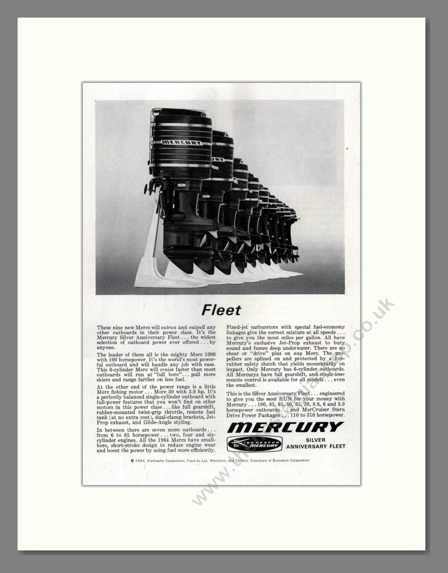 Mercury - Outboard Motor. Vintage Advert 1964 (ref AD68070)