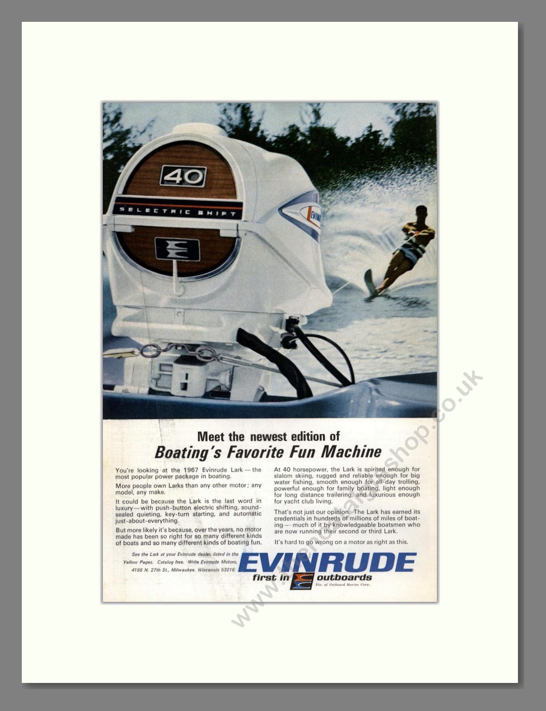 Evinrude - Outboard Motor. Vintage Advert 1967 (ref AD68072)