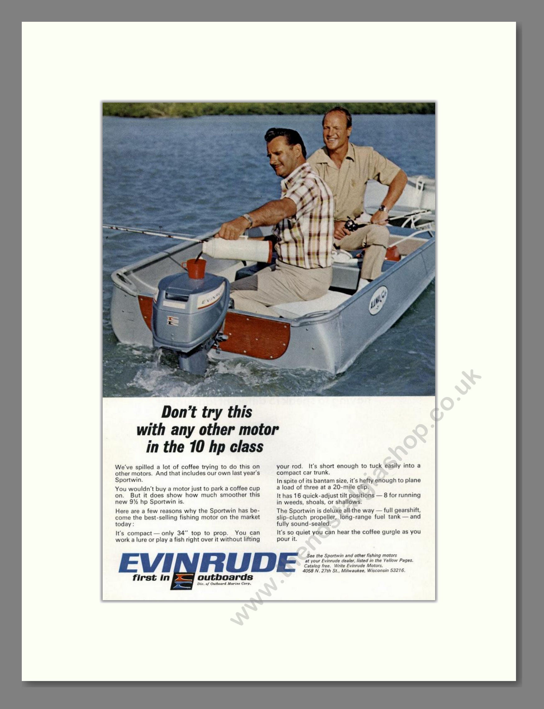 Evinrude - 10HP Outboard Motor. Vintage Advert 1967 (ref AD68074)