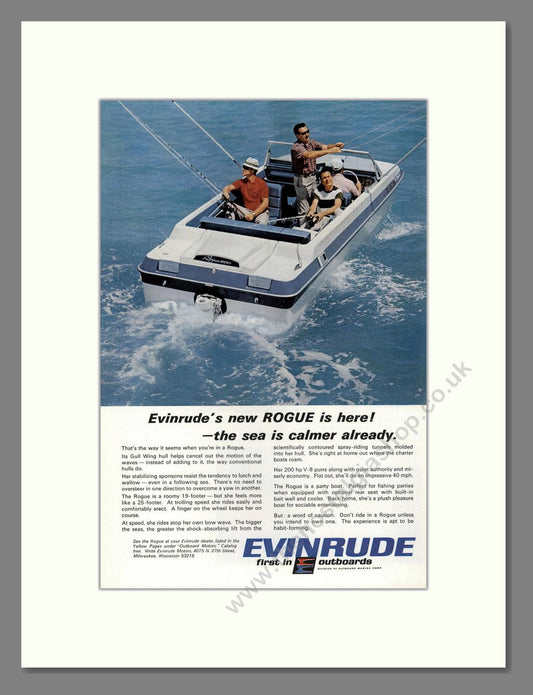 Evinrude - Rogue Fishing Boat. Vintage Advert 1967 (ref AD68077)