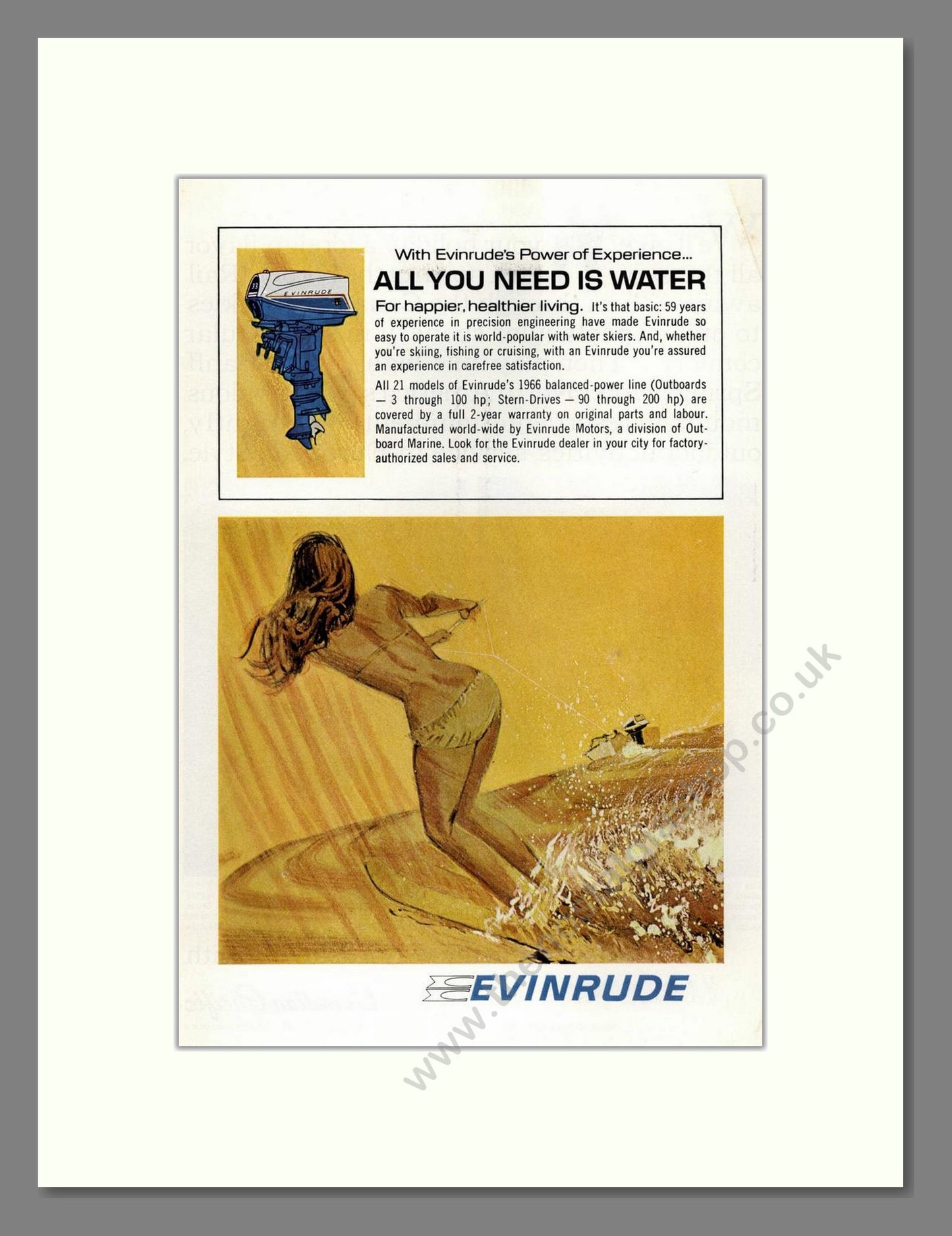 Evinrude - Outboard Motors. Vintage Advert 1966 (ref AD68078)