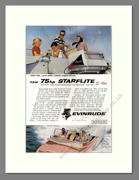 Evinrude - Starflite II Outboard Motor. Vintage Advert 1959 (ref AD68081)