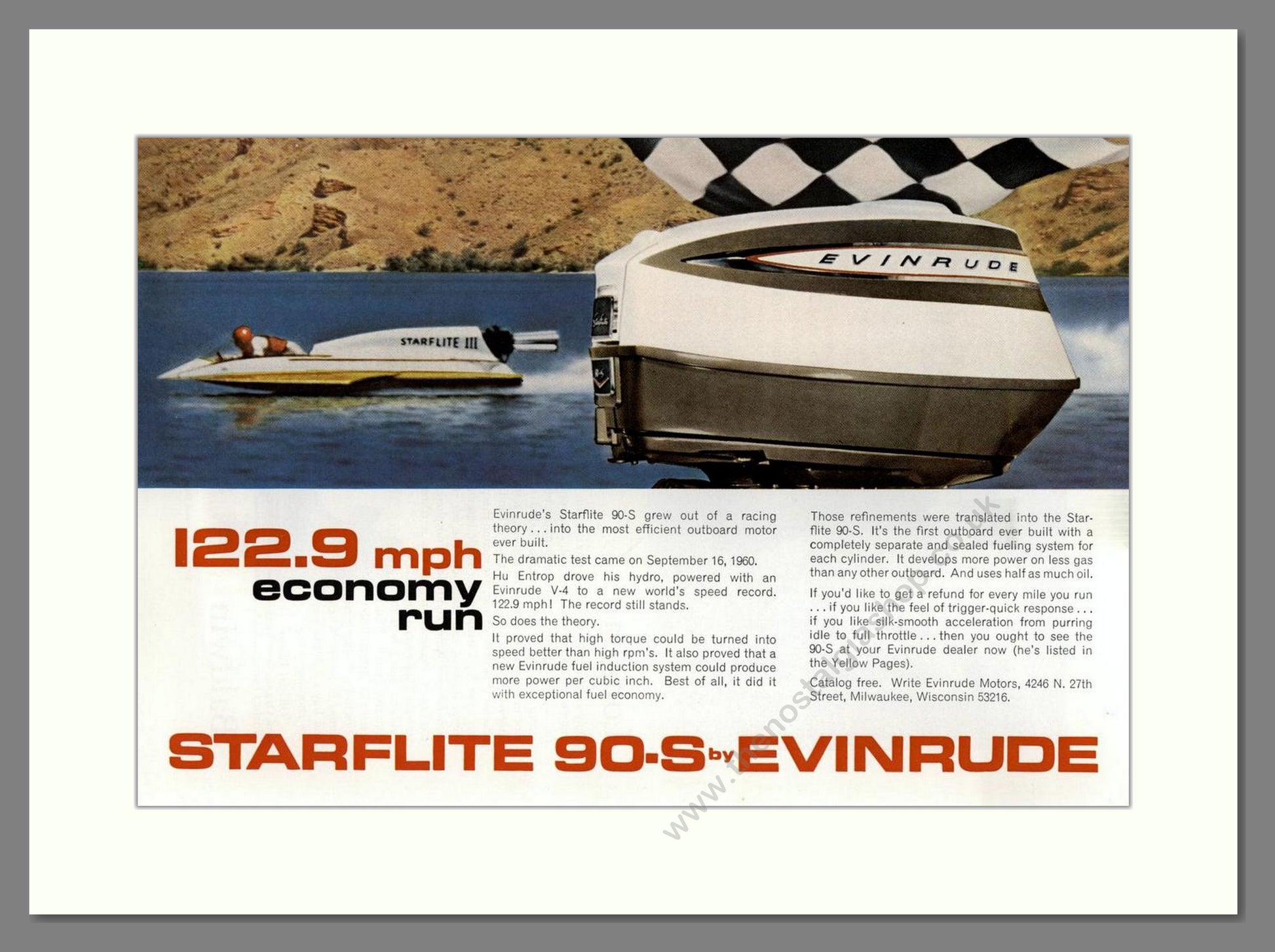 Evinrude - Starflite 90-S Outboard Motor. Vintage Advert 1964 (ref AD68084)