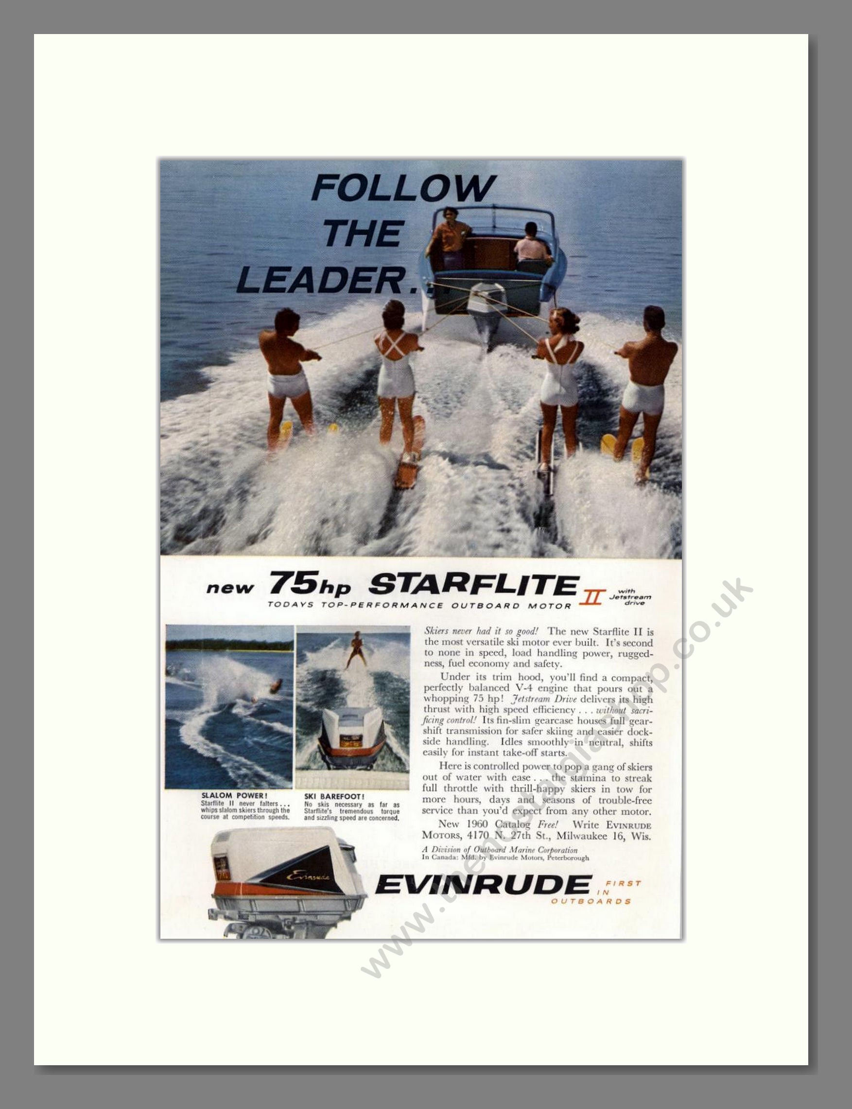 Evinrude - Starflite II Outboard Motor. Vintage Advert 1960 (ref AD68085)