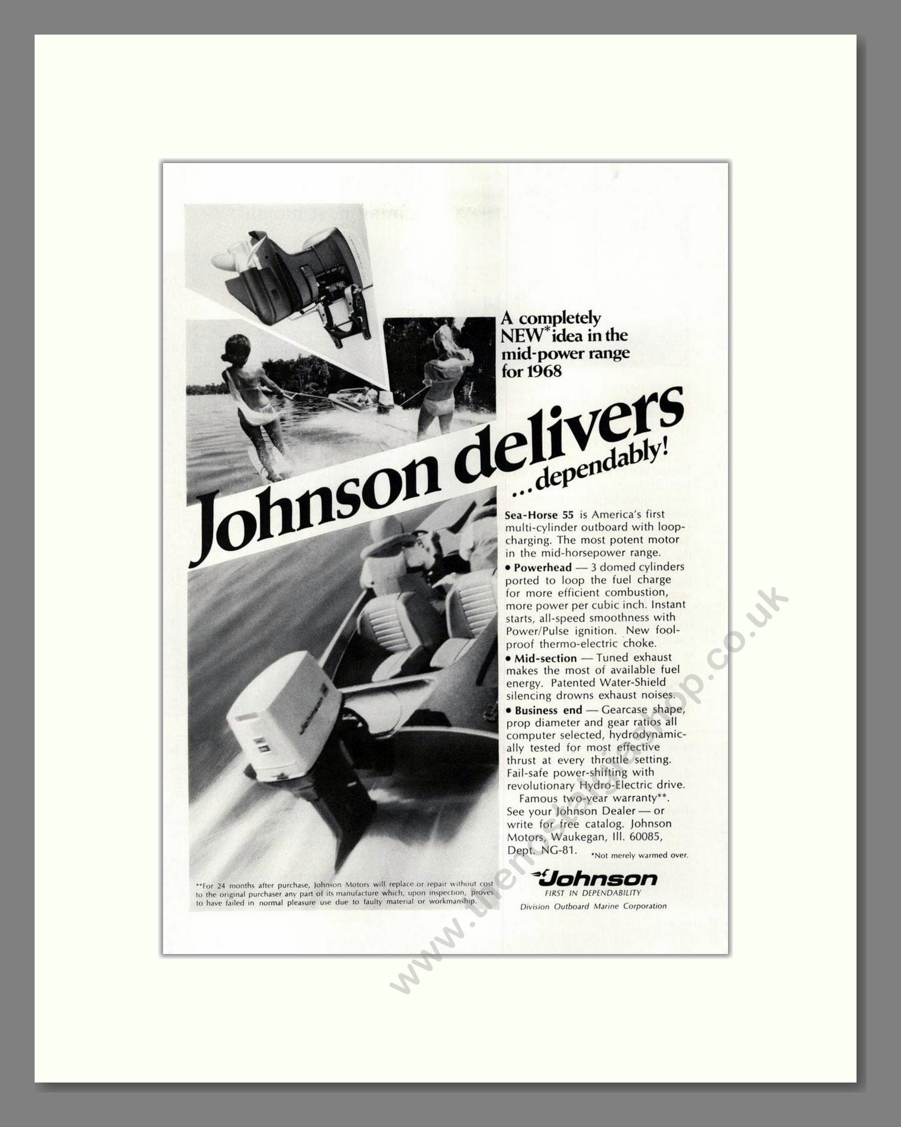 Johnson - Mid Power Outboard Motor. Vintage Advert 1968 (ref AD68090)