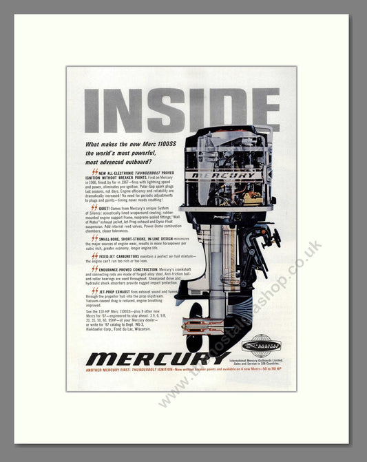 Mercury - 1100SS Outboard Motor. Vintage Advert 1967 (ref AD68092)