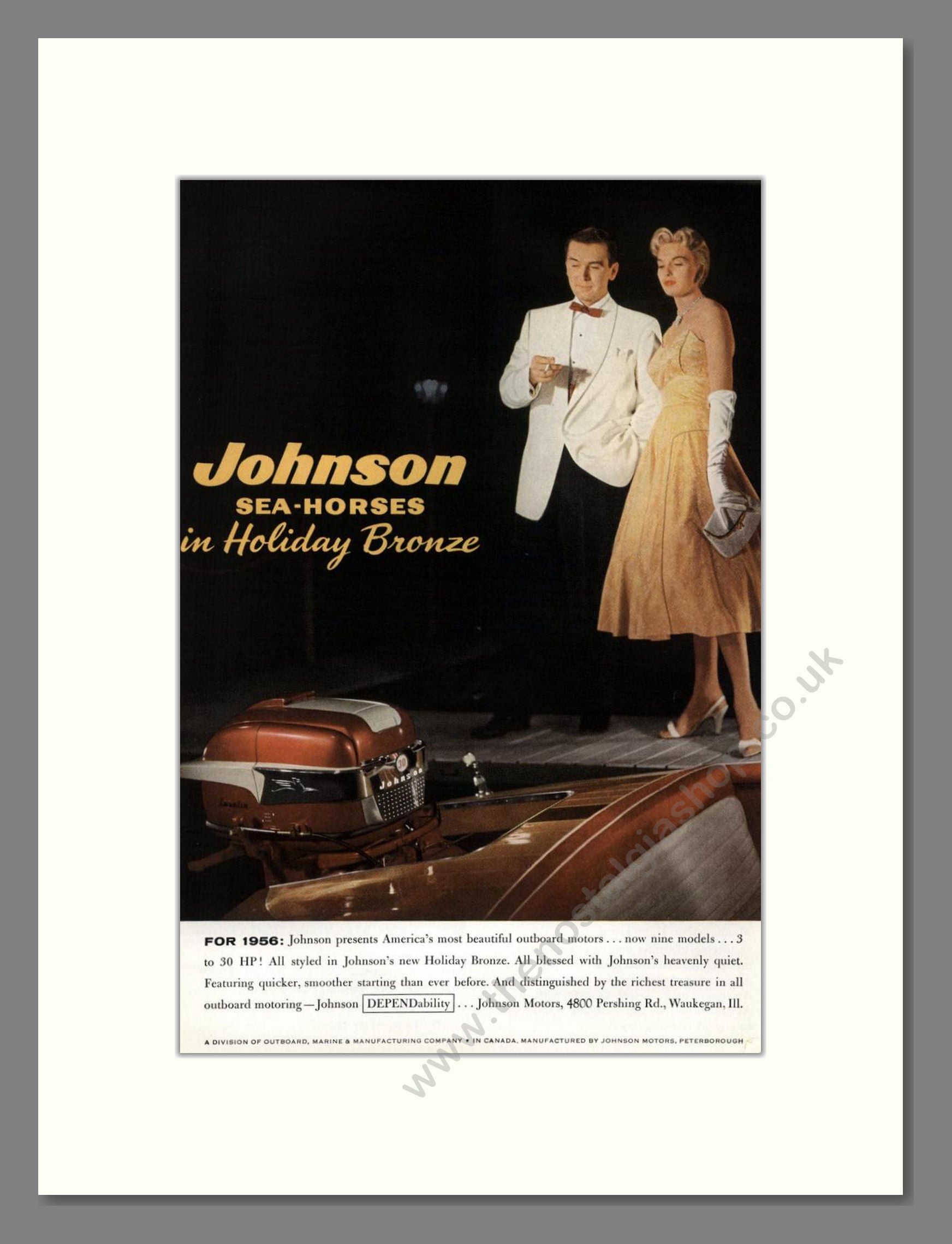 Johnson - Sea Horse Outboard Motor. Vintage Advert 1956 (ref AD68100)