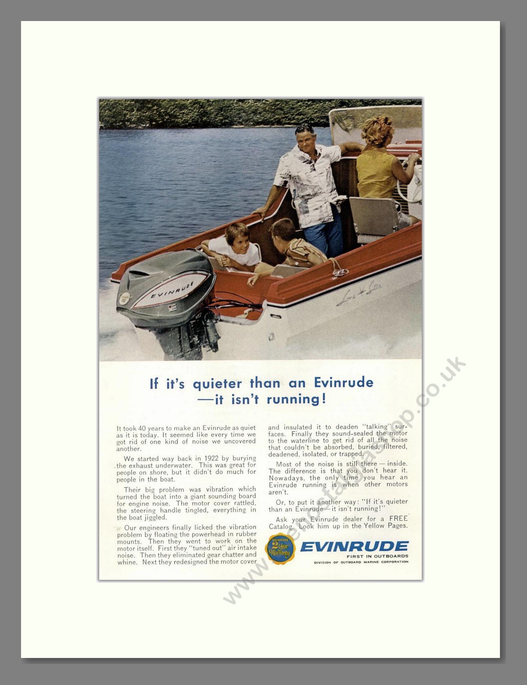 Evinrude - Quiet Outboard Motor. Vintage Advert 1963 (ref AD68101)