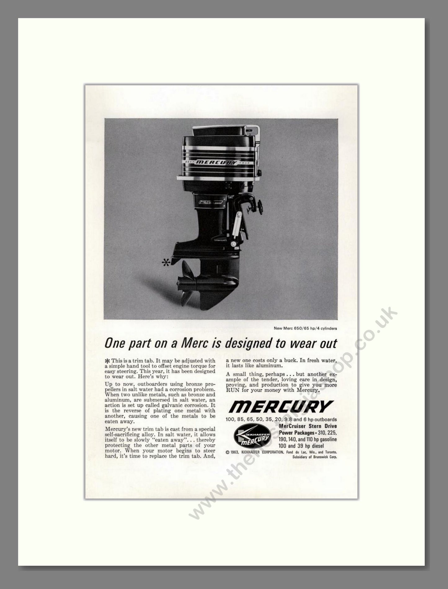 Mercury - 650 Outboard Motor. Vintage Advert 1963 (ref AD68102)