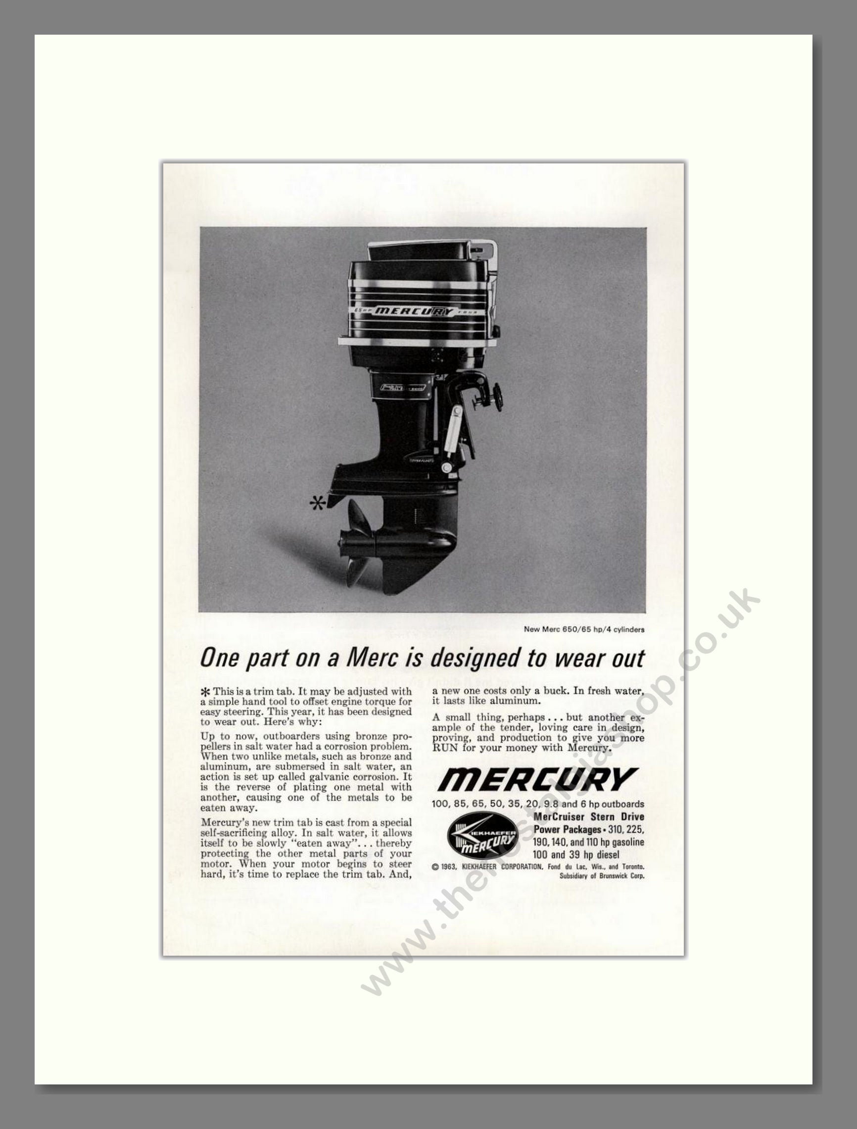 Mercury - 650 Outboard Motor. Vintage Advert 1963 (ref AD68102)